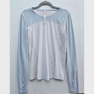Lululemon Run Top Long Sleeve | Size 8 | Grey & Blush Pink, Mesh, Thumbholes